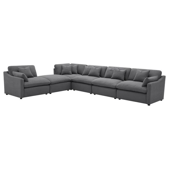 Hobson 6-piece Upholstered Modular Sectional Sofa Charcoal - California Furniture (Coachella, CA)
