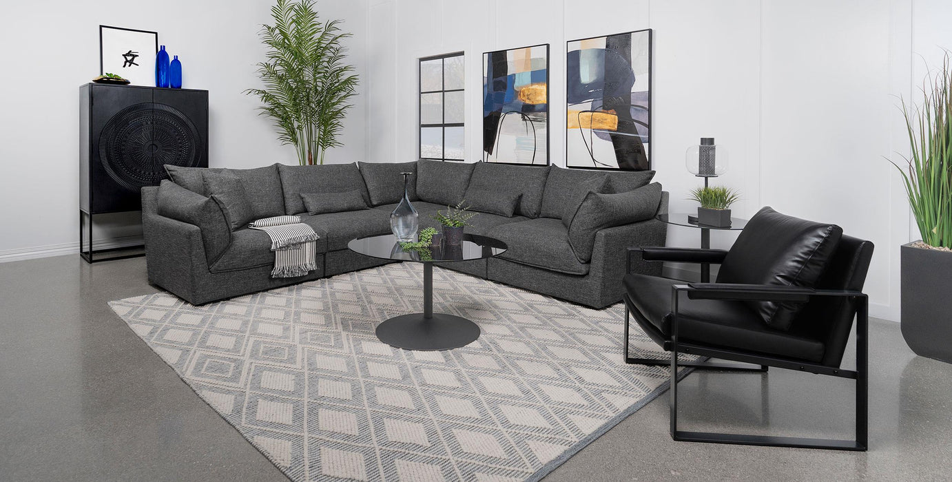 Sasha Upholstered Corner Chair Barely Black - California Furniture (Coachella, CA)