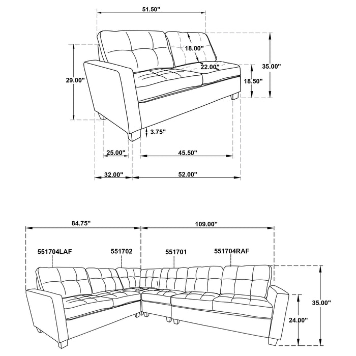 Georgina 5 Pc Stationary Sectionals Grey - California Furniture (Coachella, CA)