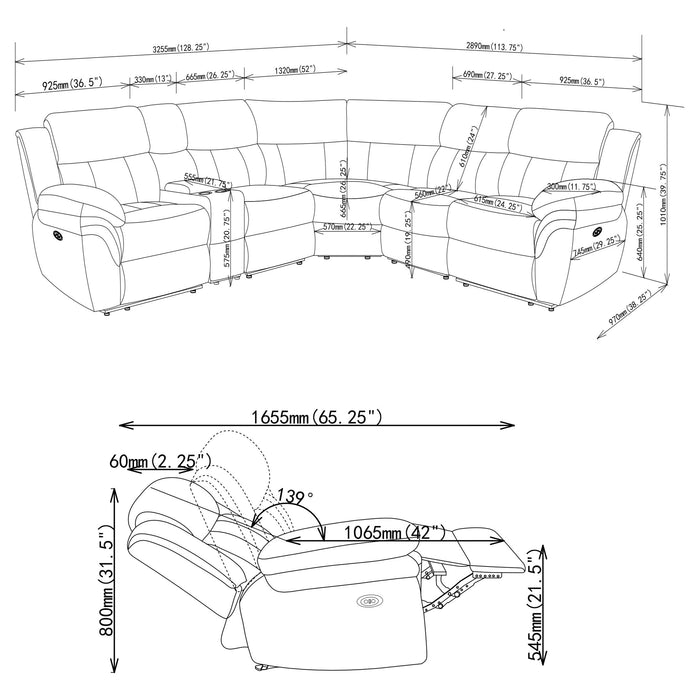 Bahrain Modular Power Reclining Sectional Sofa - California Furniture (Coachella, CA)