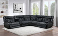 Hewitt Leather Upholstered Power Reclining Sectional Black - California Furniture (Coachella, CA)