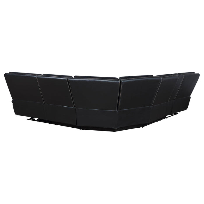 Hewitt Leather Upholstered Power Reclining Sectional Black - California Furniture (Coachella, CA)
