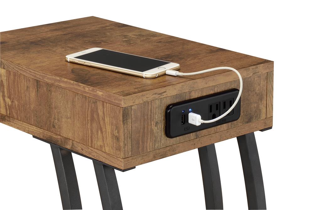 Troy Accent Table with Power Outlet Antique Nutmeg - California Furniture (Coachella, CA)