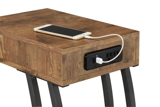 Troy Accent Table with Power Outlet Antique Nutmeg - California Furniture (Coachella, CA)