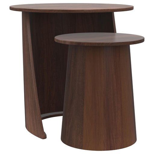 Yency 2-piece Round Mango Wood Nesting Table Set Dark Brown - California Furniture (Coachella, CA)