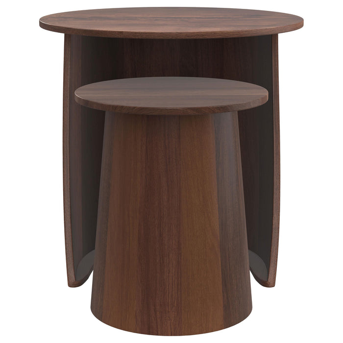 Yency 2-piece Round Mango Wood Nesting Table Set Dark Brown - California Furniture (Coachella, CA)