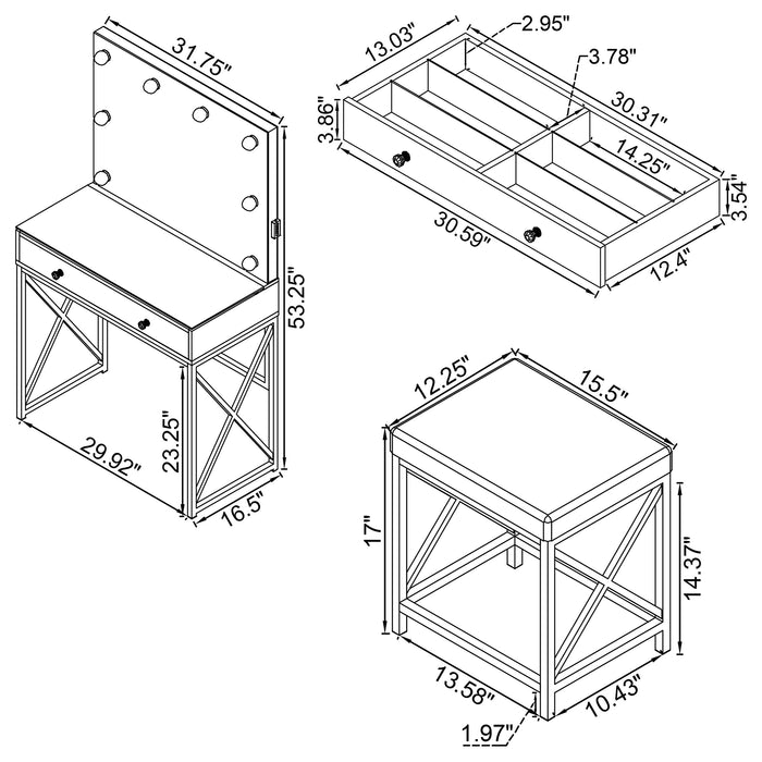 Eliza Makeup Vanity Table with LED Mirror and Stool - California Furniture (Coachella, CA)