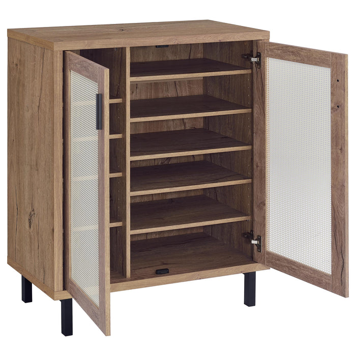 Teller 2-door Shoe Storage Cabinet Natural Oak - California Furniture (Coachella, CA)