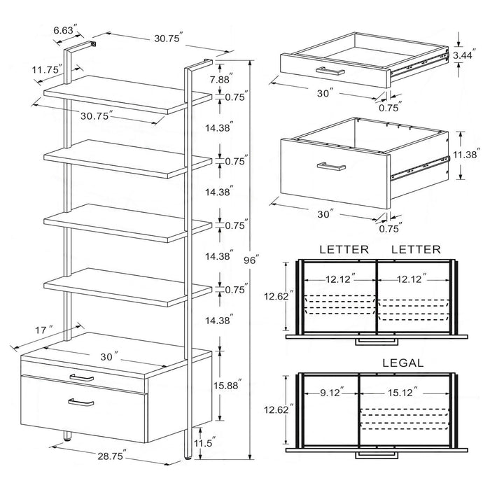 Owens 96-inch 4-shelf Storage Wall Bookshelf Walnut - California Furniture (Coachella, CA)
