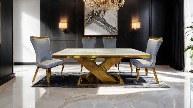 Basilicata Gold Chair (2/CTN) White, Gray, & Black
