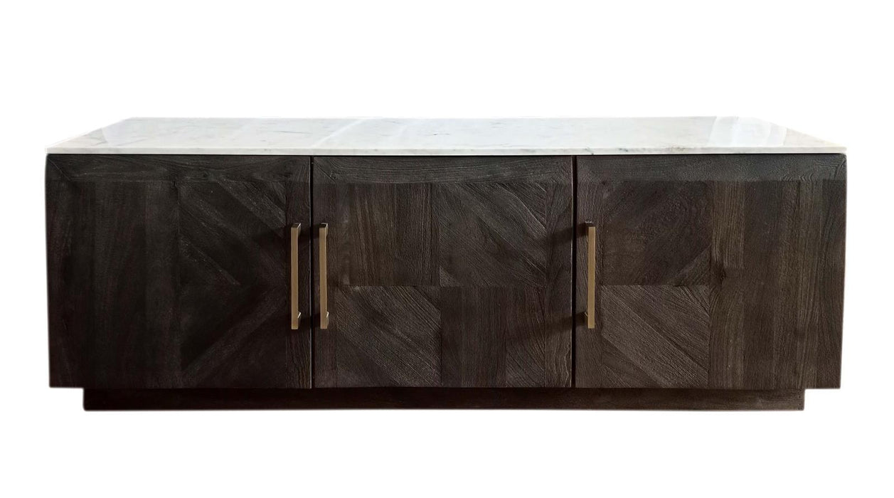Dennis 3-door Marble Top Dining Sideboard Server White and Tobacco Grey - California Furniture (Coachella, CA)