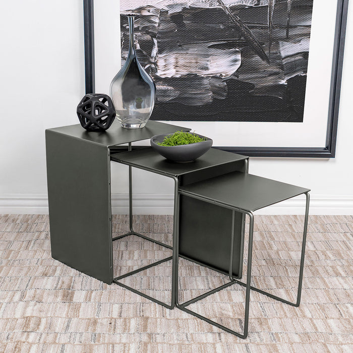 Imez 3-piece Rectangular Metal Nesting Table Grey - California Furniture (Coachella, CA)