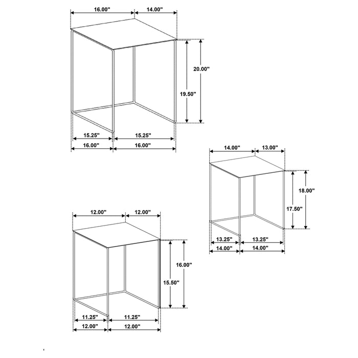 Imez 3-piece Rectangular Metal Nesting Table Grey - California Furniture (Coachella, CA)