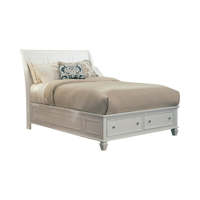 Sandy Beach Queen & E.King Panel Bed with High Headboard Black & White - California Furniture (Coachella, CA)