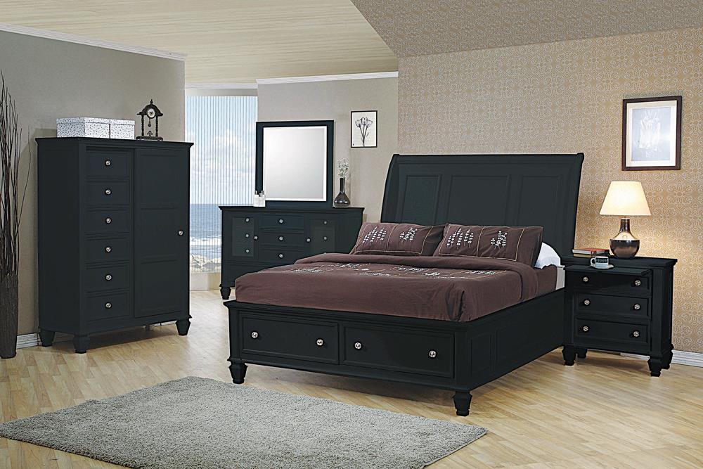 Sandy Beach Queen & E.King Storage Sleigh Bed Black & White - California Furniture (Coachella, CA)