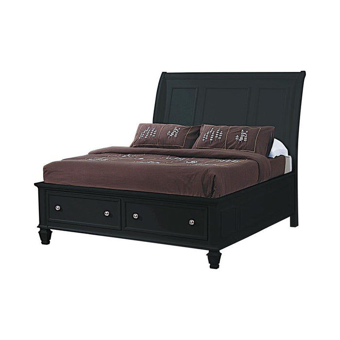 Sandy Beach Queen & E.King Storage Sleigh Bed Black & White - California Furniture (Coachella, CA)