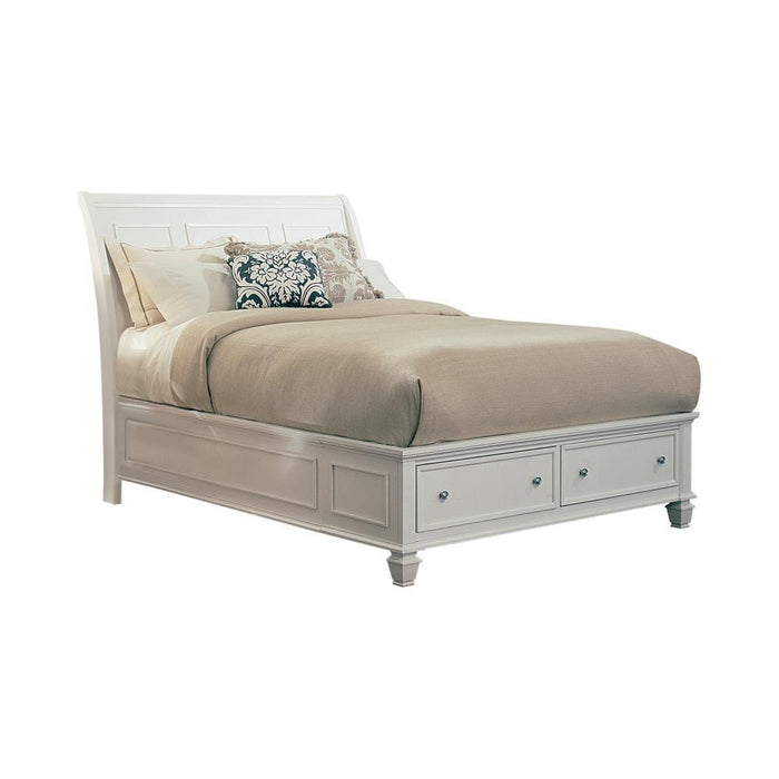 Sandy Beach Queen & E.King Storage Sleigh Bed Black & White - California Furniture (Coachella, CA)