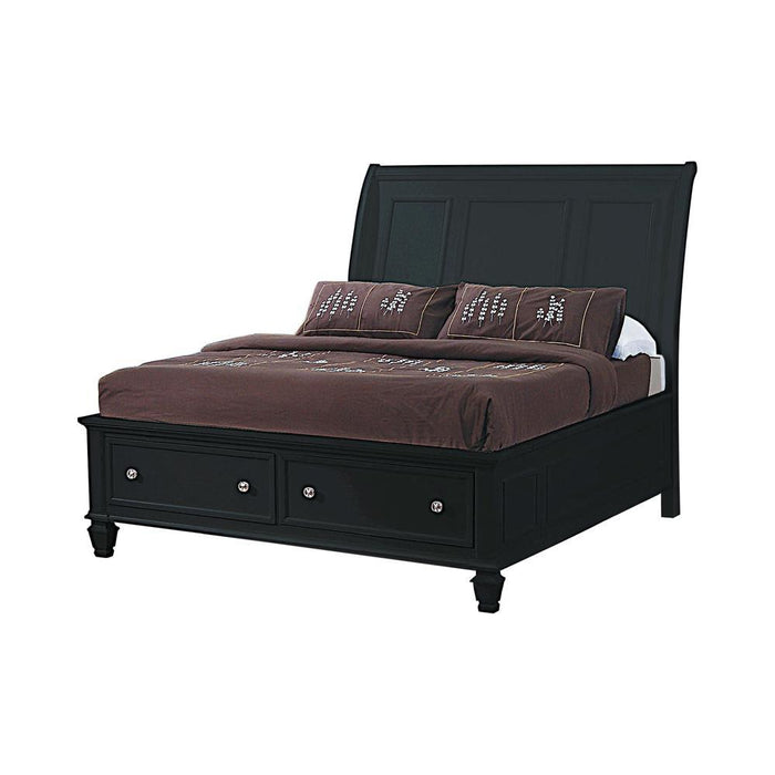 Sandy Beach Queen & E.King Storage Sleigh Bed Black & White - California Furniture (Coachella, CA)
