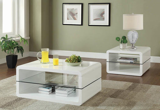 Elana Square 2-shelf End Table Glossy White - California Furniture (Coachella, CA)