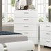 Felicity 5-drawer Chest Glossy White - California Furniture (Coachella, CA)
