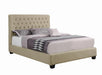 Chloe Tufted Upholstered California King Bed Oatmeal - California Furniture (Coachella, CA)