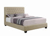 Chloe Tufted Upholstered Queen Bed Oatmeal - California Furniture (Coachella, CA)