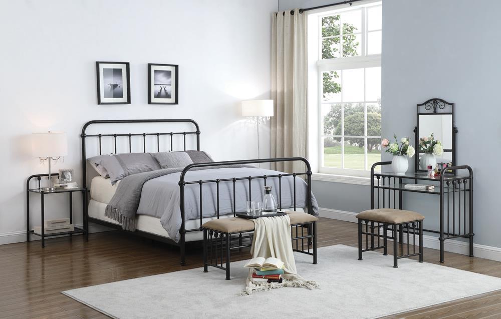 Livingston California King, E.King, & Queen Panel Metal Bed Dark Bronze - California Furniture (Coachella, CA)