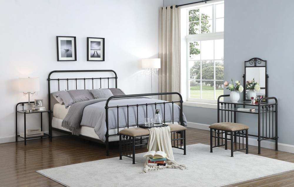 Livingston California King, E.King, & Queen Panel Metal Bed Dark Bronze - California Furniture (Coachella, CA)