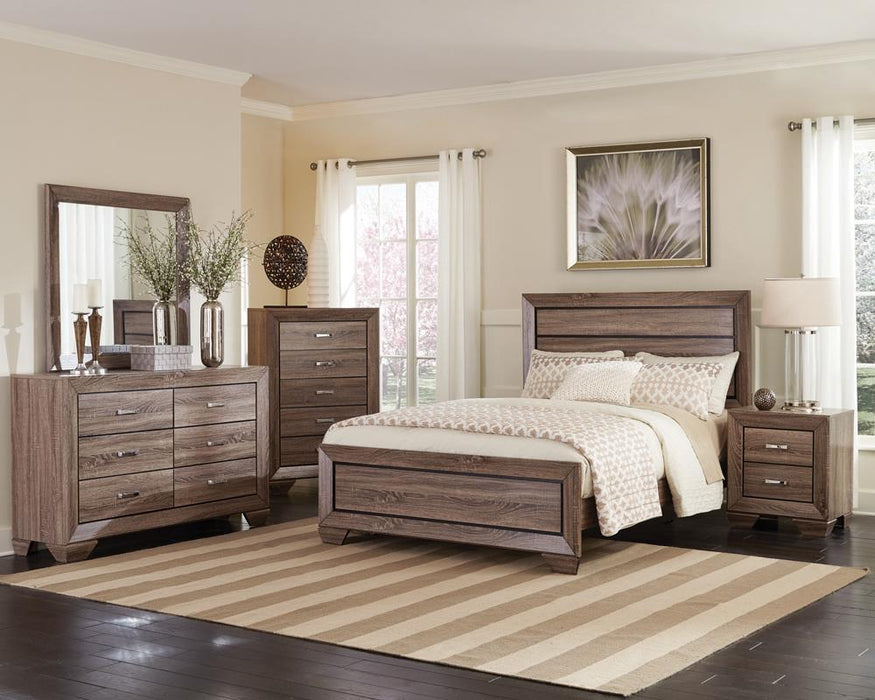 Kauffman California King, E.king, & Queen Panel Bed Washed Taupe - California Furniture (Coachella, CA)