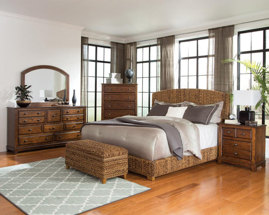 Laughton Hand-Woven Banana Leaf California King, E.King, & Queen Bed Amber - California Furniture (Coachella, CA)