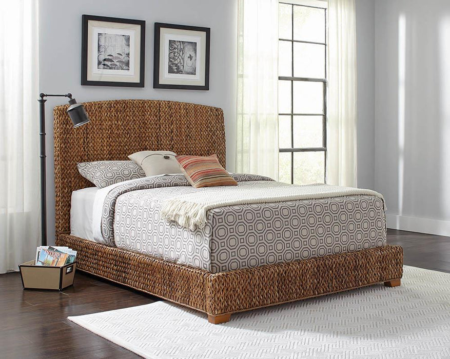 Laughton Hand-Woven Banana Leaf California King, E.King, & Queen Bed Amber - California Furniture (Coachella, CA)