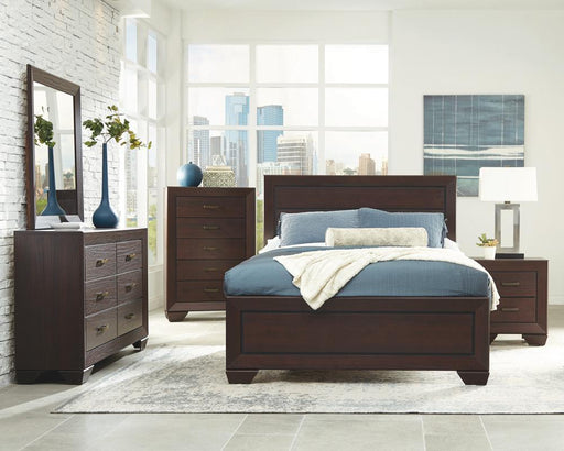 Kauffman California King, Eastren King, & Queen Panel Bed Dark Cocoa - California Furniture (Coachella, CA)