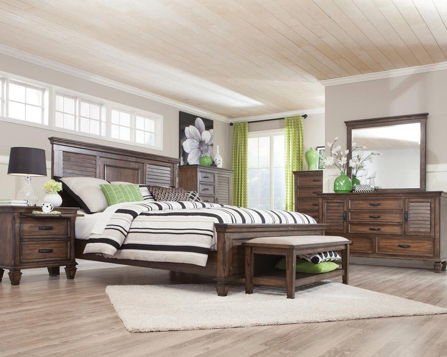 Franco Eastern King & Queen Panel Bed Antique White & Oak - California Furniture (Coachella, CA)