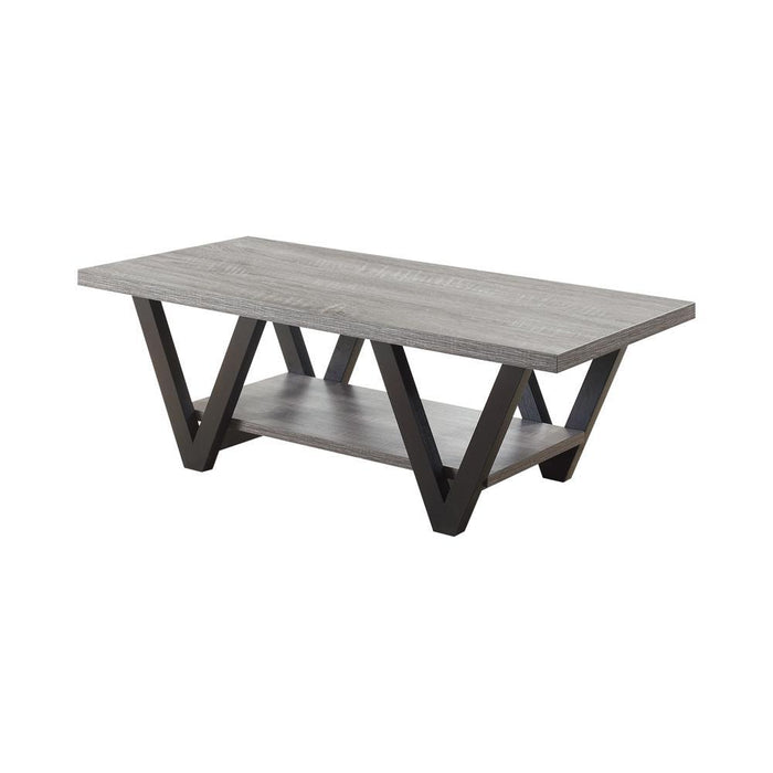 Stevens V-shaped Coffee Table Black and Antique Grey - California Furniture (Coachella, CA)