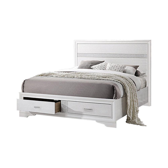 Miranda California King. E.King, & Queen 2-drawer Storage Bed Black & White - California Furniture (Coachella, CA)