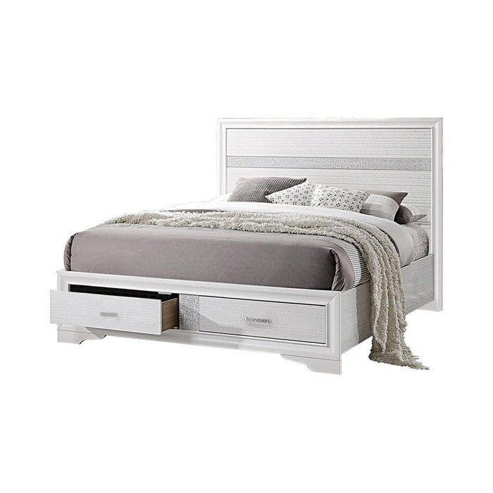 Miranda California King. E.King, & Queen 2-drawer Storage Bed Black & White - California Furniture (Coachella, CA)