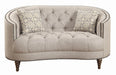 Avonlea Sloped Arm Upholstered Loveseat Trim Grey - California Furniture (Coachella, CA)