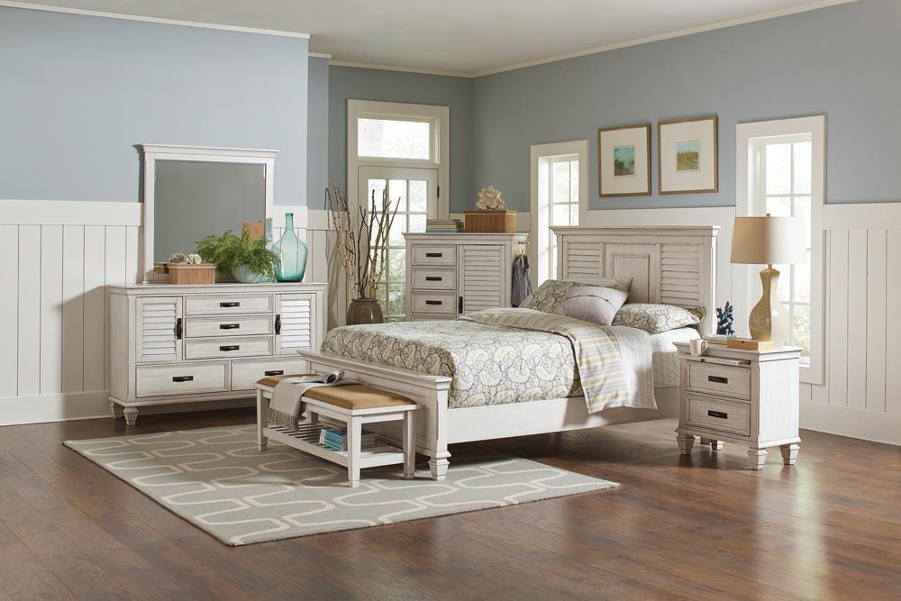 Franco Eastern King & Queen Panel Bed Antique White & Oak - California Furniture (Coachella, CA)