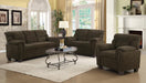 Clementine Upholstered Loveseat with Nailhead Trim Brown - California Furniture (Coachella, CA)