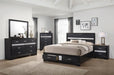 Miranda California King. E.King, & Queen 2-drawer Storage Bed Black & White - California Furniture (Coachella, CA)