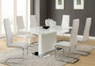 Anges T-shaped Pedestal Dining Table Glossy White - California Furniture (Coachella, CA)