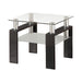 Dyer Tempered Glass End Table with Shelf Black - California Furniture (Coachella, CA)