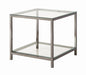 Trini End Table with Glass Shelf Black Nickel - California Furniture (Coachella, CA)