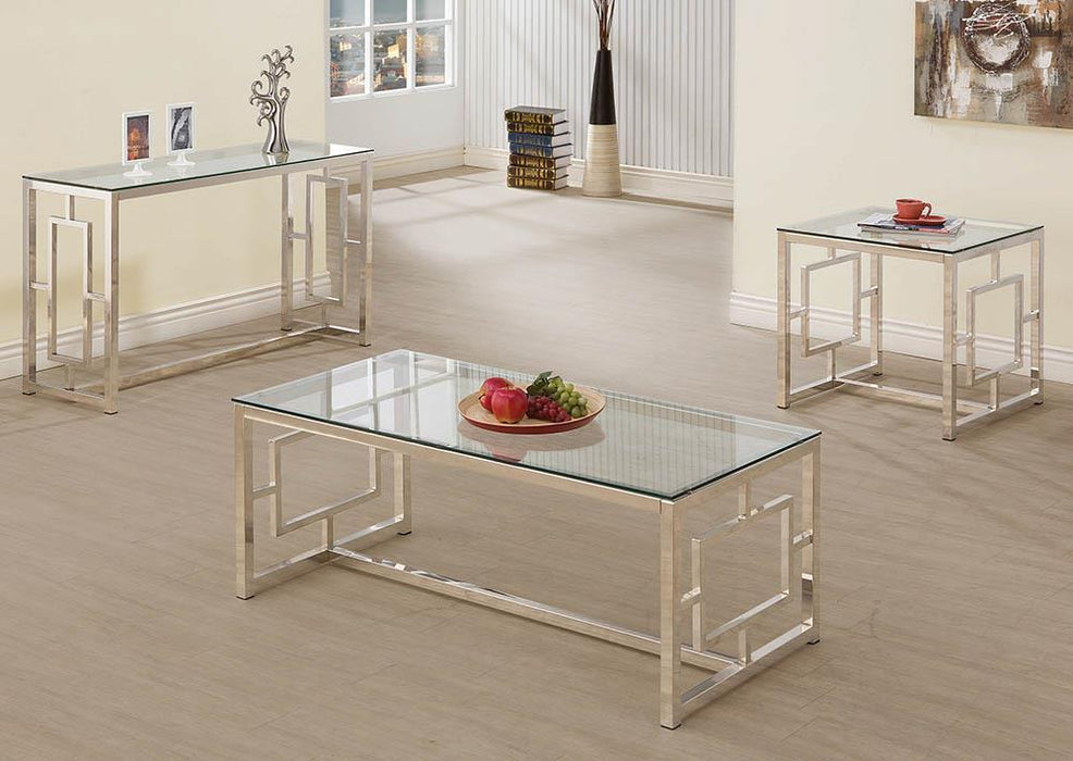 Merced Rectangle Glass Top Sofa Table Nickel - California Furniture (Coachella, CA)