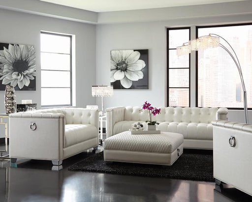 Chaviano Tufted Upholstered Loveseat Pearl White - California Furniture (Coachella, CA)