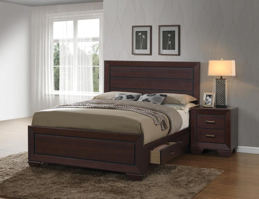 Kauffman California King, Eastren king, & Queen Storage Bed Dark Cocoa - California Furniture (Coachella, CA)