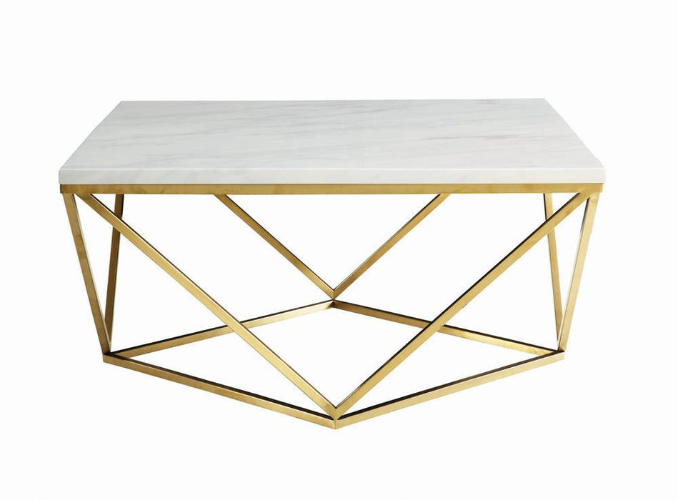 Elana Rectangle 2-shelf Coffee Table Glossy White - California Furniture (Coachella, CA)