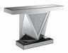 Amore Rectangular Sofa Table with Triangle Detailing Silver and Clear Mirror - California Furniture (Coachella, CA)