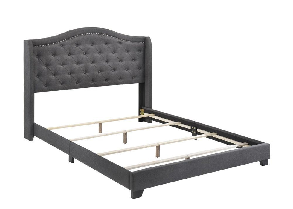Tamarac Upholstered Nailhead Full, Eastern King & Queen Bed Beige & Grey - California Furniture (Coachella, CA)
