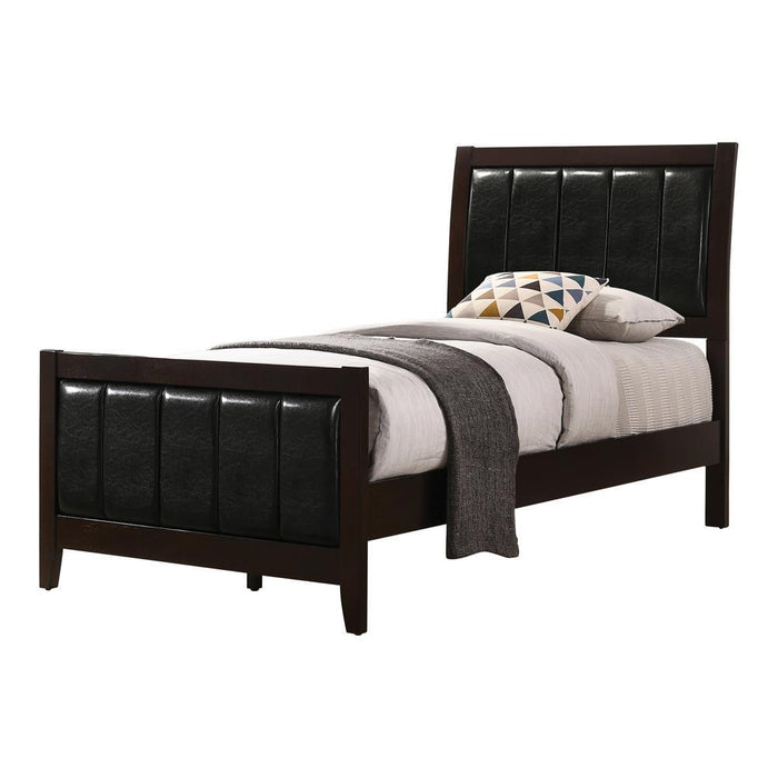 Carlton Full & Twin Upholstered Panel Bed Cappuccino and Black - California Furniture (Coachella, CA)